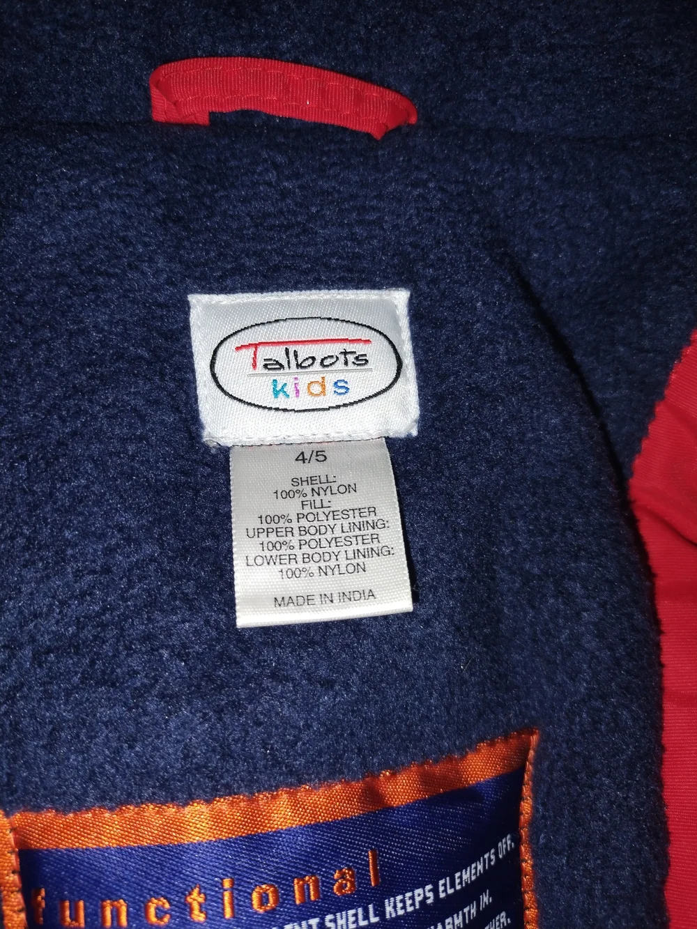 Talbots Kids Red Puffer Jacket with Navy and White Trim